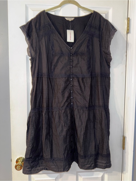 Lucky Brand Dresses & Skirts - Lucky Brand Charcoal Button-Front Tiered Mini Dress